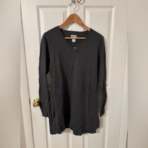 NWT Duluth Trading Company Gray Shiftless V-Neck Tunic Sweater Size Small